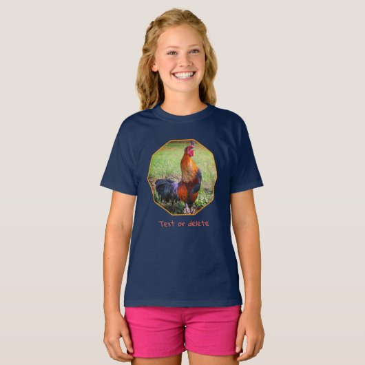 Rooster Crowing Farm Animal Personalized T-Shirt Tシャツ (正面フル)