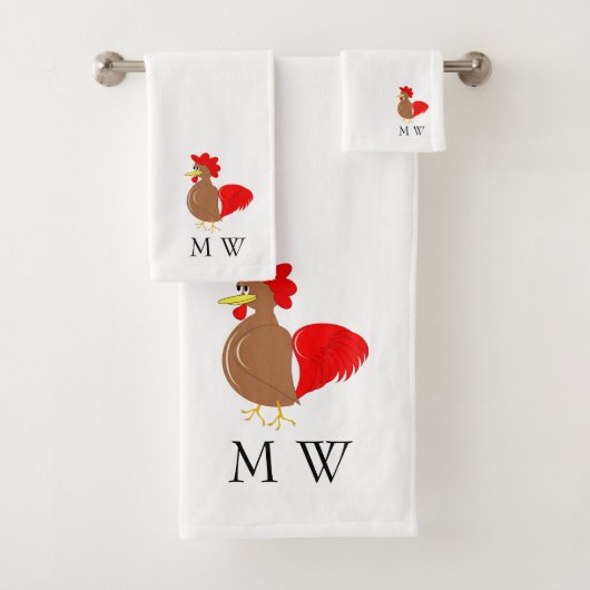 Rooster Design Monogrammed バスタオルセット (インサイチュ)