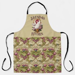 Rooster & Grapes Heraldic Crest, in wheat, エプロン