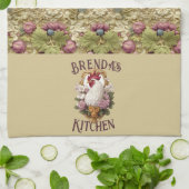 Rooster & Grapes Heraldic Crest, in wheat, キッチンタオル (折り畳み)