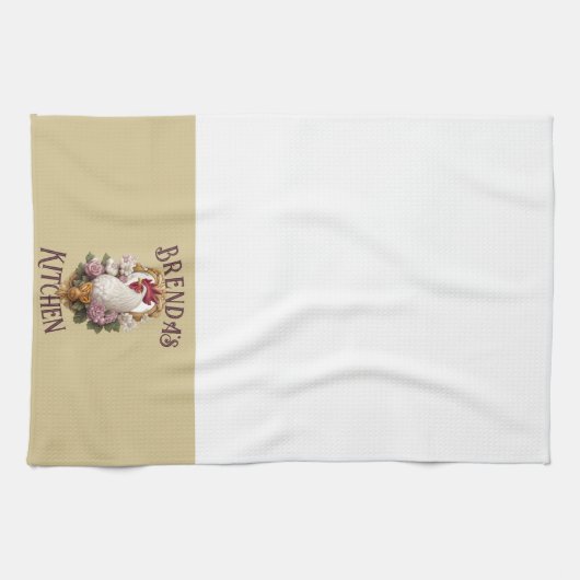 Rooster & Grapes Heraldic Crest, plain, キッチンタオル (横)