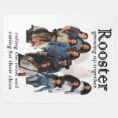 Rooster Grow Up Together Cover Art Sherpa Throw フリースブランケット (正面(横))