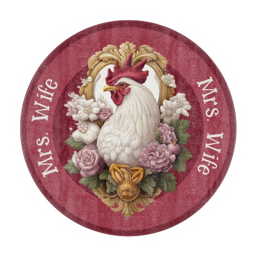 Rooster Heraldic Crest, maroon, カッティングボード (正面)