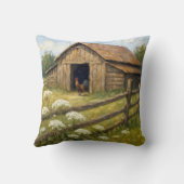 Rooster in a Barnyard Oil Painting クッション (裏面)
