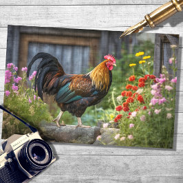 Rooster in Country 4 Decopage紙 薄葉紙