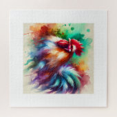 Rooster in Watercolor Art 170724AREF138 - Watercol ジグソーパズル (横)