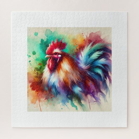 Rooster in Watercolor Art 170724AREF138 - Watercol ジグソーパズル (縦)