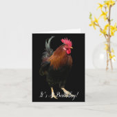 ROOSTER ON BLACK PHOTO BIRTHDAY GREETING CARD カード (黄色い花)