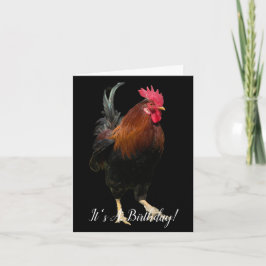 ROOSTER ON BLACK PHOTO BIRTHDAY GREETING CARD カード