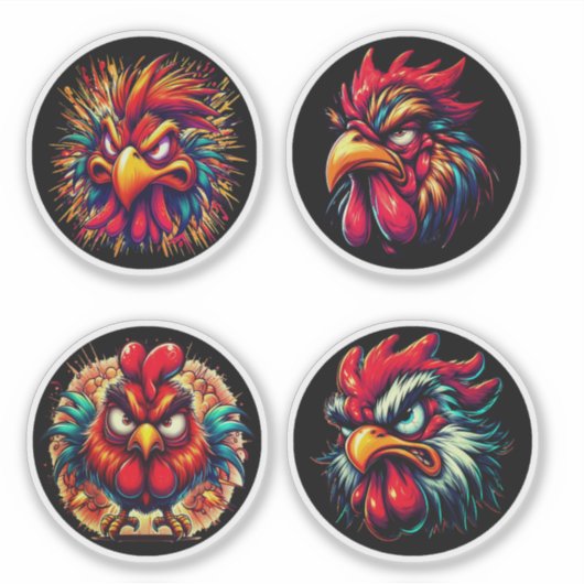 "Rooster Rage The Next Wave" 4-Pack Sticker Bundle シール (正面)