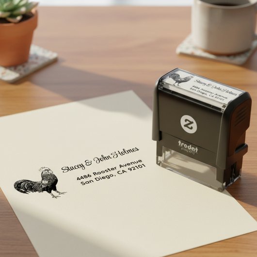 Rooster Return Address Self Inking Stamp セルフインキングスタンプ