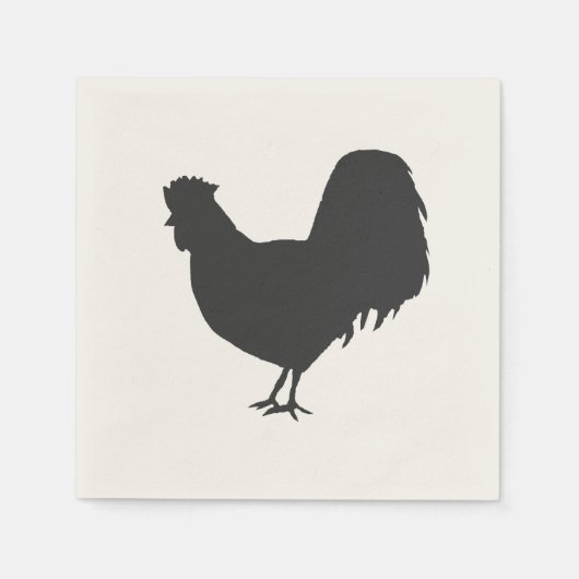 Rooster Silhouette Barnyard Party Paper Napkin スタンダードカクテルナプキン (正面)