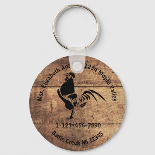 Rooster Silhouette Home or Business Contact Info K キーホルダー
