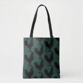 Rooster Tote Bag, Green and Black Chicken Design  トートバッグ (正面)