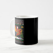 Rooster Ugly Xmas Gift Santa Riding Rooster Christ コーヒーマグカップ (正面左)