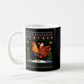 Rooster Ugly Xmas Gift Santa Riding Rooster Christ コーヒーマグカップ (左)