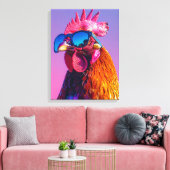 rooster with sunglasses キャンバスプリント (インサイチュ (リビング))