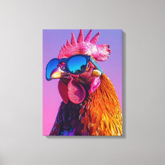 rooster with sunglasses キャンバスプリント (正面)