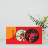 Rooster Yearモダンの素朴写真カード シーズンカード (スタンド正面)