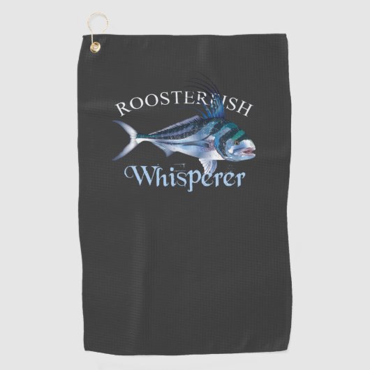 Roosterfish Hispeerer暗色魚釣りタオル ゴルフタオル (正面)
