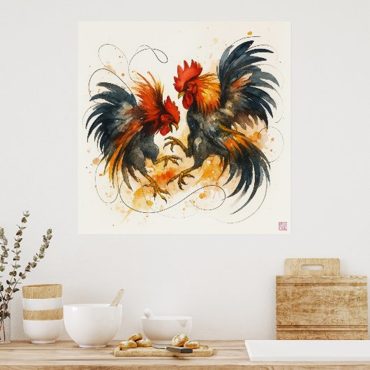 Roosters - Archival Print ポスター (キッチン)