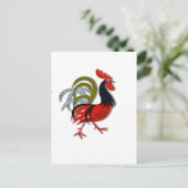 Roostr Cartoon Animated カスタマイズ  Red ポストカード (スタンド正面)