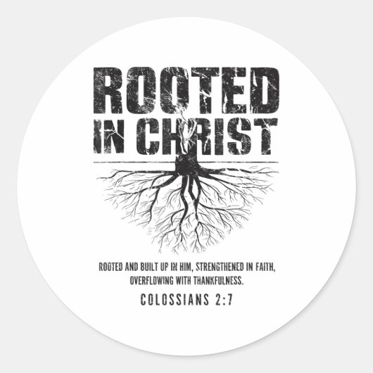 Rooted In Christ Christian Nge Bible Verse Colossi ラウンドシール (正面)