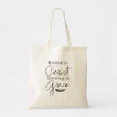 Rooted in Christ Growing in Grace Holiday Tote Bag トートバッグ (正面)
