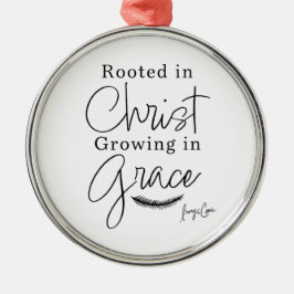 Rooted in Christ Growing in Grace Round Christmas メタルオーナメント