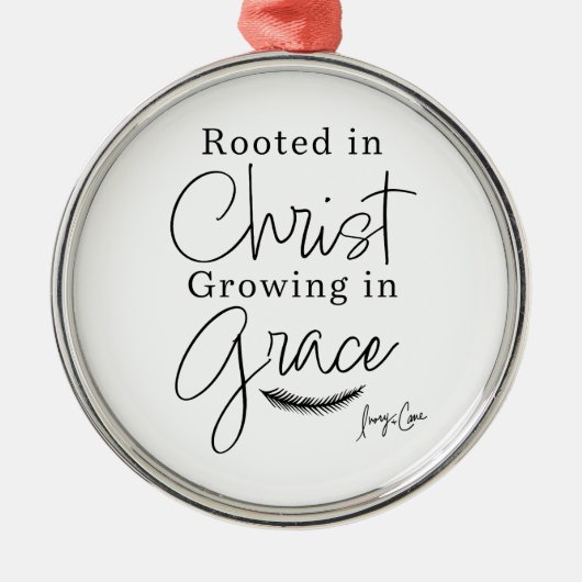 Rooted in Christ Growing in Grace Round Christmas メタルオーナメント (正面)