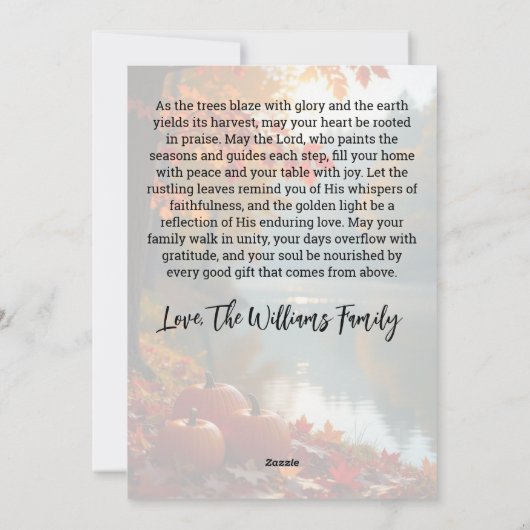 Rooted in Grace: A Thanksgiving Blessing シーズンカード (裏面)