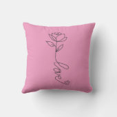 "Rooted in Love" Minimalist Rose Line Throw Pillow クッション (裏面)