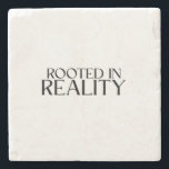 Rooted In Reality Minimalist Typewriter  ストーンコースター<br><div class="desc">Protect your surface and your sanity. Sandstone coaster with high-contrast typewriter typography to keep your workspace clean and grounded.</div>