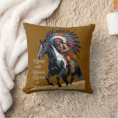 Rooted in Spirit – Native Rider Throw Pillow クッション (ブランケット)