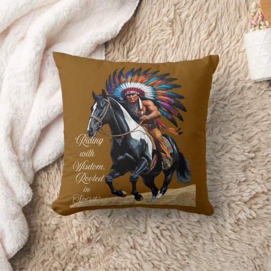 Rooted in Spirit – Native Rider Throw Pillow クッション (ブランケット)