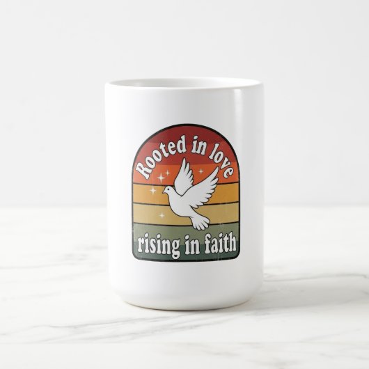 Rooted n love,rising in faith design コーヒーマグカップ (中央)