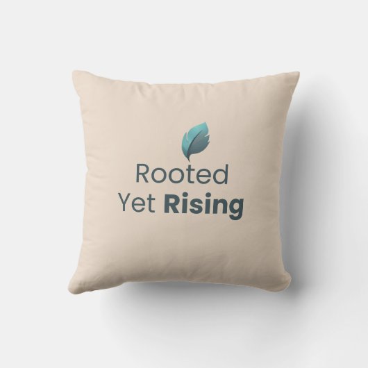 Rooted Yet Rising Minimal Motivational ThrowPillow クッション (裏面)