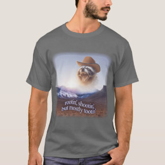 rootin shootin but mostly tootin cowboy raccoon wo tシャツ
