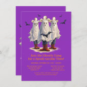 Rootin’ Tootin’ Cowboy Ghosts Western Halloween 招待状 (正面/裏面)