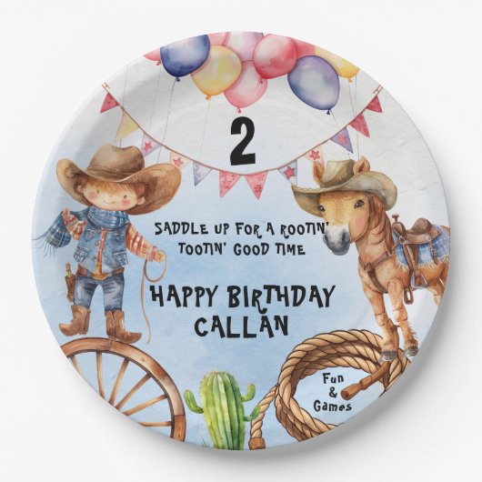 Rootin' Tootin' Good Time Birthday Paper Plates ペーパープレート (正面)