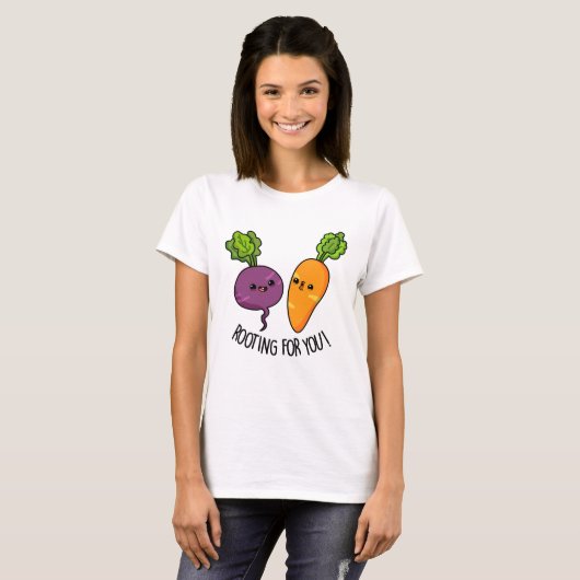 Rooting For You おもしろい Veggie Pun Tシャツ (正面フル)