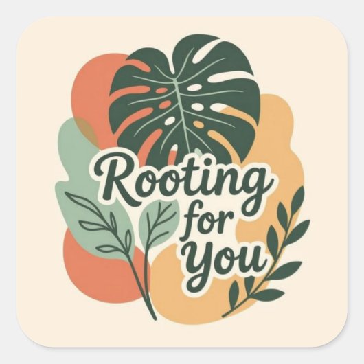 Rooting for you Adorable Greenery スクエアシール (正面)