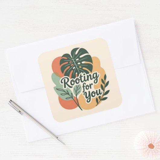 Rooting for you Adorable Greenery スクエアシール (封筒)