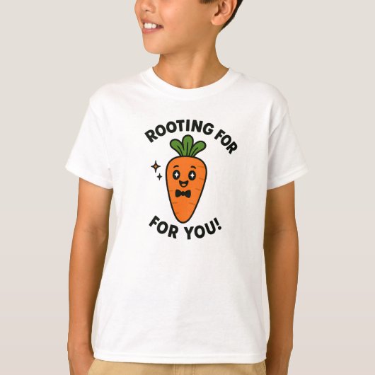Rooting For You Cute Orange Carrot Design Tシャツ (正面)