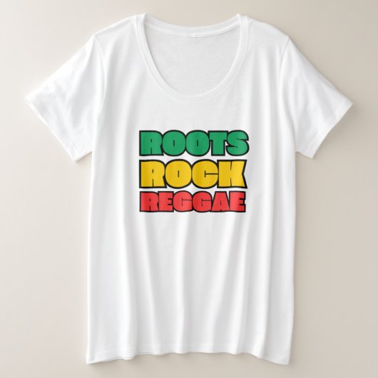 Roots Rock Reggae Slim Fit Tee プラスサイズTシャツ (デザイン正面)