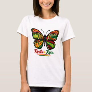 Roots to Rise Black History Butterfly Afrocentric  Tシャツ