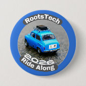 RootsTech 2026 Ride Along 用 3" カスタムボタン  缶バッジ (正面)