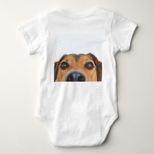 ropa de bebé con imágenes de perro ベビーボディスーツ (裏面)