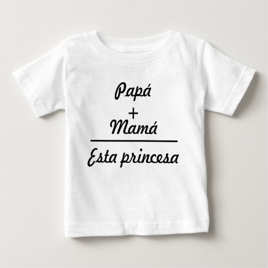 Ropa para bebes papá + mamá igual a esta princesa ベビーTシャツ (正面)