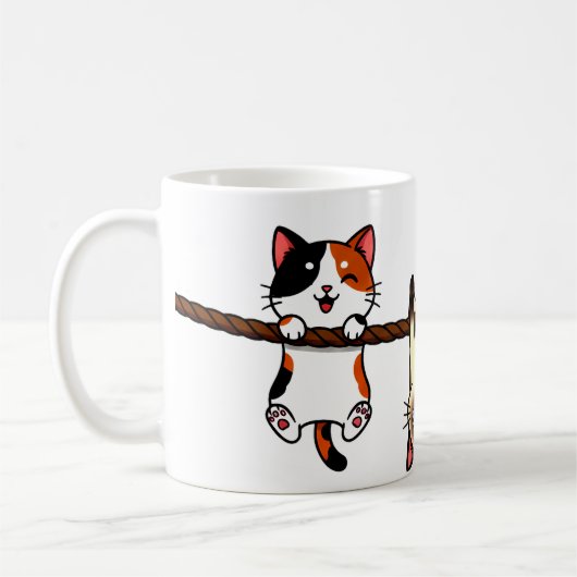 Rope Buddies: Calico Cat, Siamese Acrobat & Happy コーヒーマグカップ (左)
